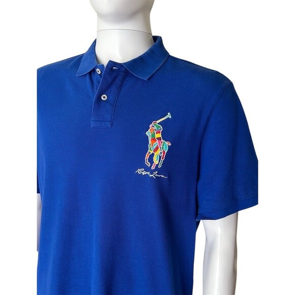 Polo Ralph Lauren Other - Polo Ralph Lauren Polo Shirt Mens L Royal Blue Multicolor Big Pony Logo